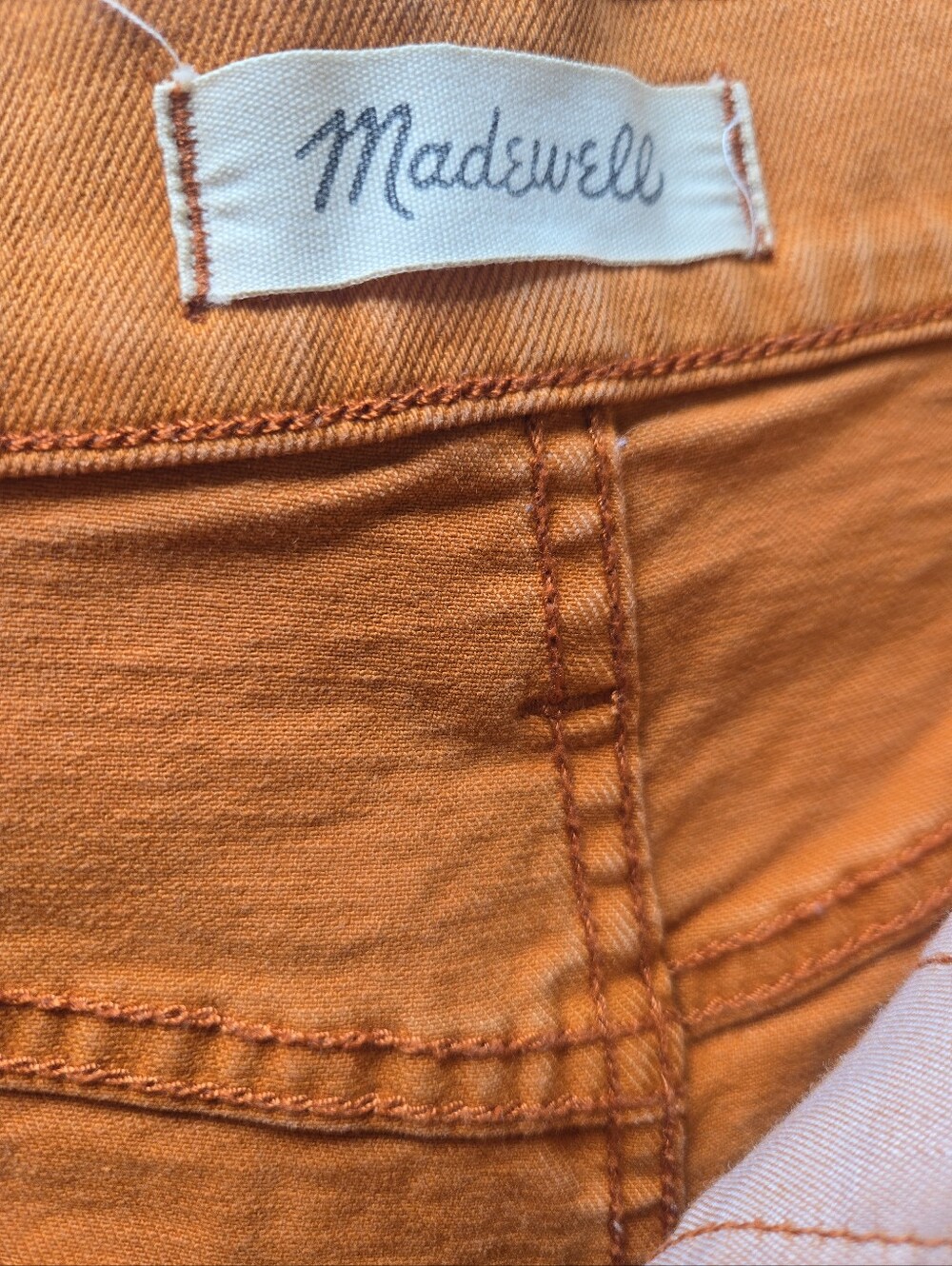 Madewell High-Rise Burnt Orange Button-Fly Denim Frayed Hem Shorts Size 26🧡 - Picture 6 of 10